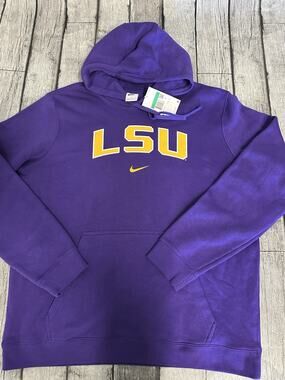NWT Men’s Nike LSU Tigers Arch Club Fleece Hoodie Purple Louisiana State XL